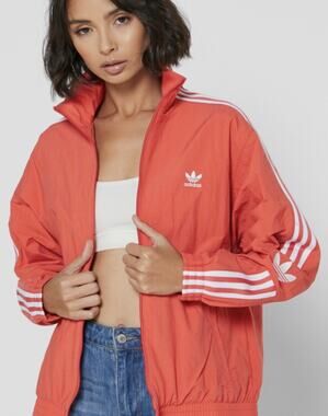 Adidas Originals Woven Track Jacket Windbreaker Coral Scarlett Y2K Retro M $80